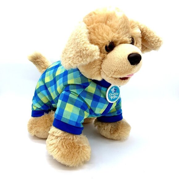 Build-A-Bear Promise Pets Golden Retriever Plush Dog w Buffalo Plaid Sleeper - Picture 3 of 9